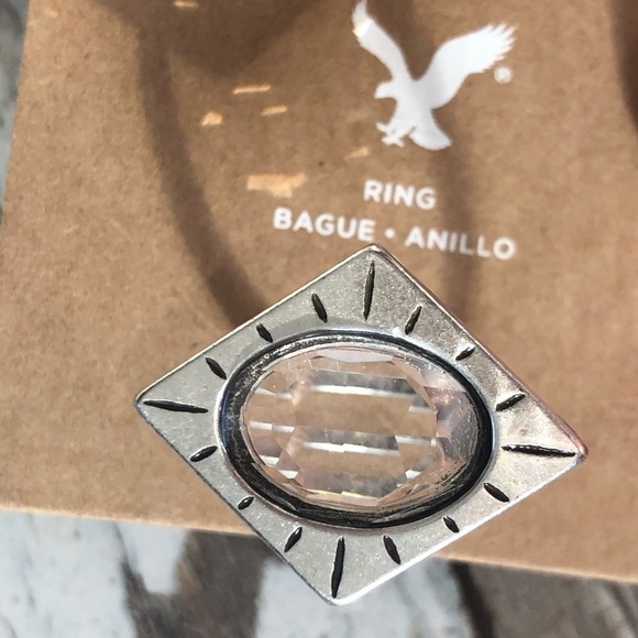 American Eagle Outfitters Edgy crystal & silver mixed metals ring size 7 - Picture 4 of 7